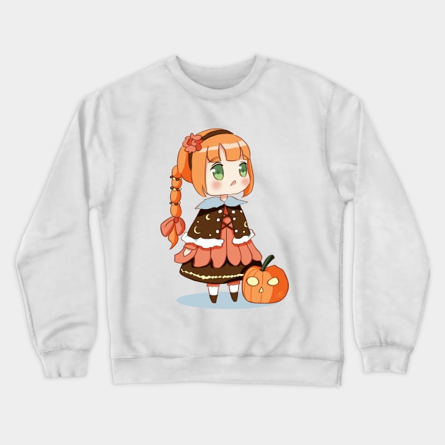 Mayu Chibi Halloween Pumpkin Girl Crewneck Sweatshirt by Nekoyukki